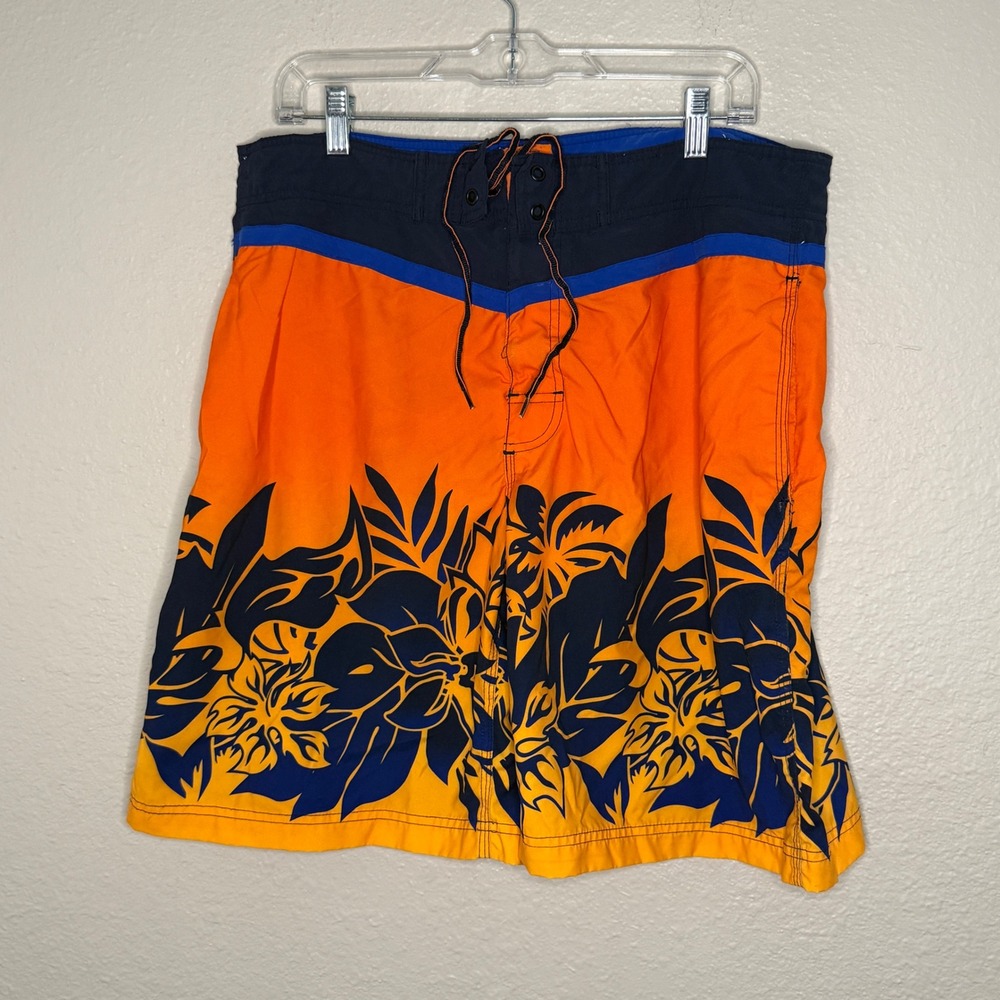 VTG Y2K No Boundaries Mens 38 Board Shorts Tropical Streetwear‎ Skater Swim